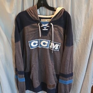 CCM Men's Blue and Gray Hoodie